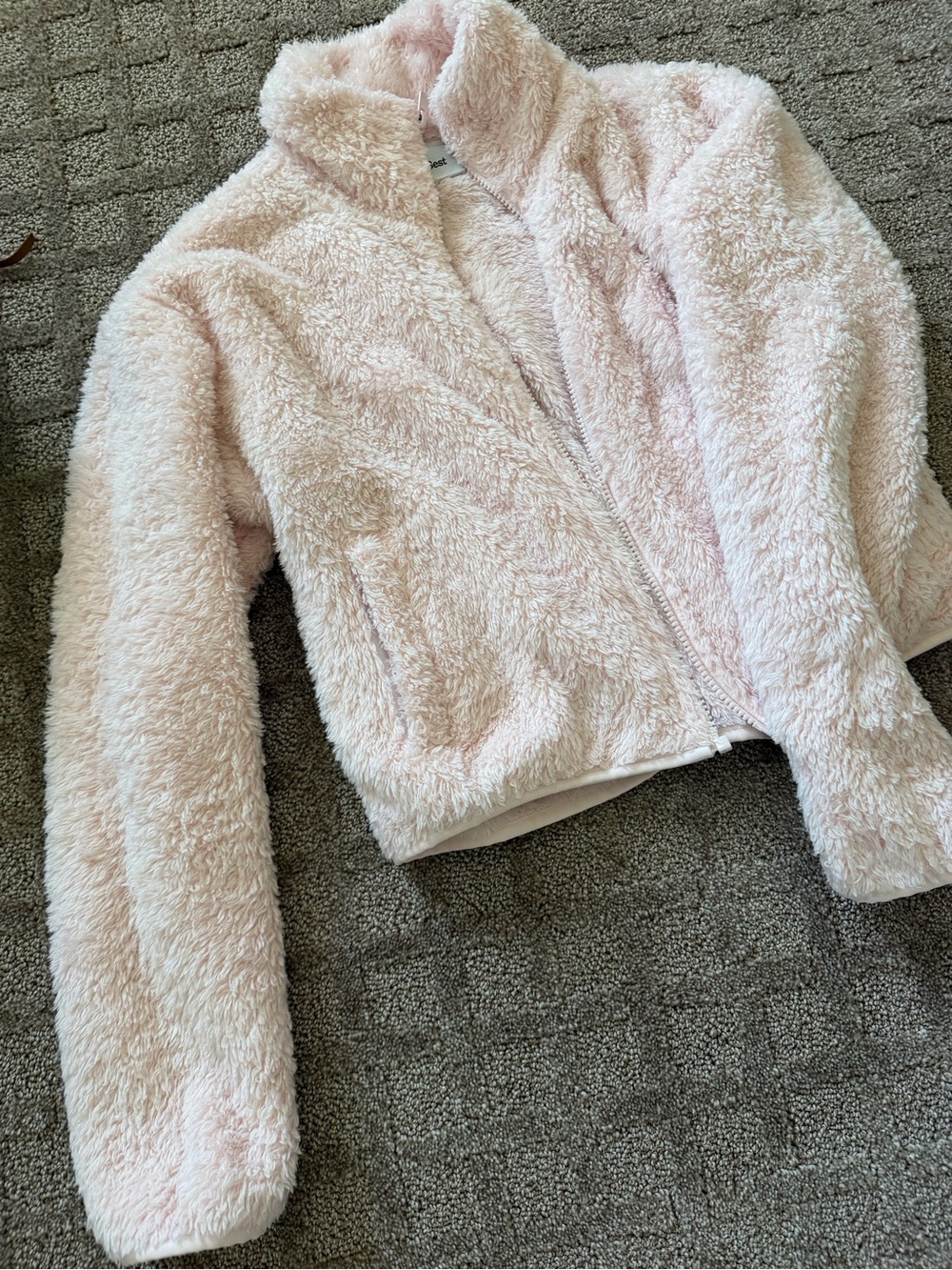 Cozy Plush Zip-Up Jacket - Light Pink